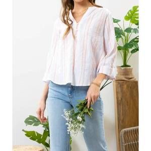 NEW BLU PEPPER striped v-neck top in coral